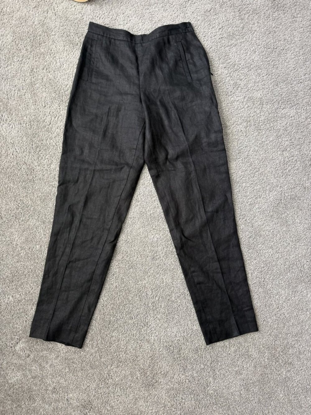 Talbots 100% Linen Black Trousers High Rise Tapered Leg size 4